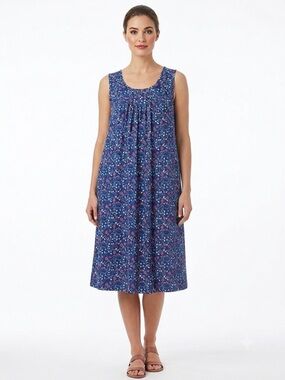 Just Now Fashion Blue Floral Scoop Neck Sleeveless Mini Dress XL